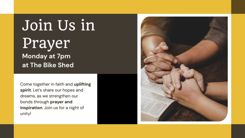 Prayer Night with people praying together around a table